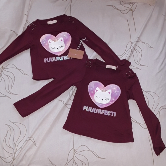 Young hearts long sleeve tee heart cat - Picture 1 of 8